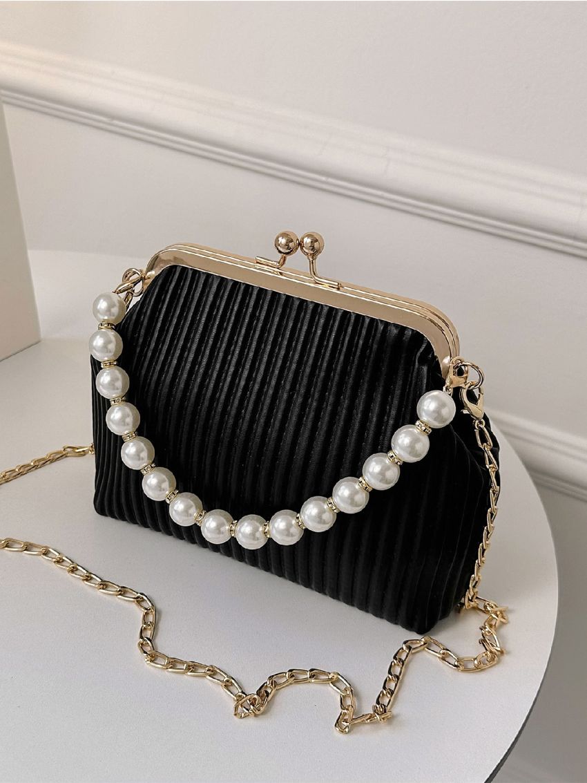 Stripped Kiss Lock Square Bag