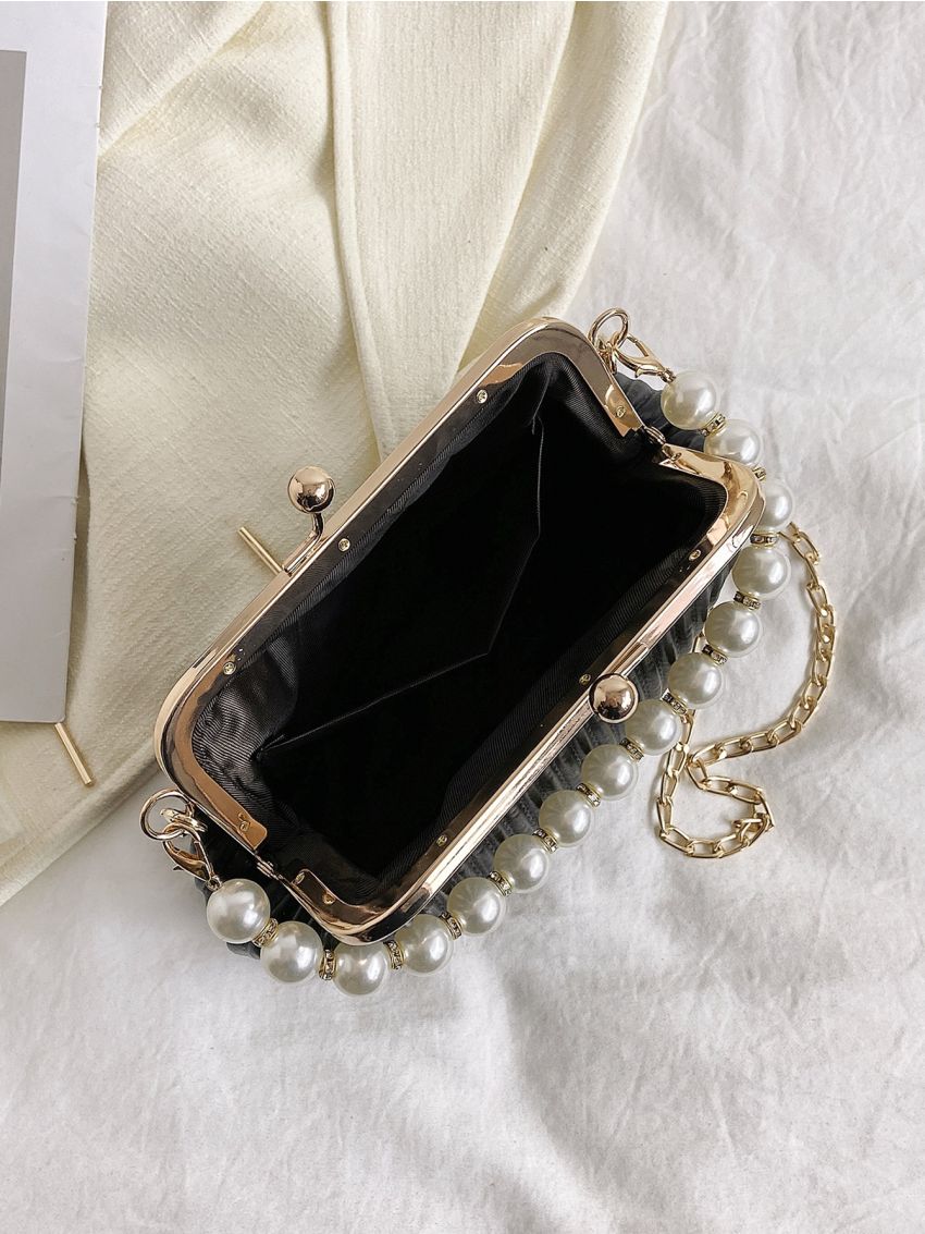 Stripped Kiss Lock Square Bag