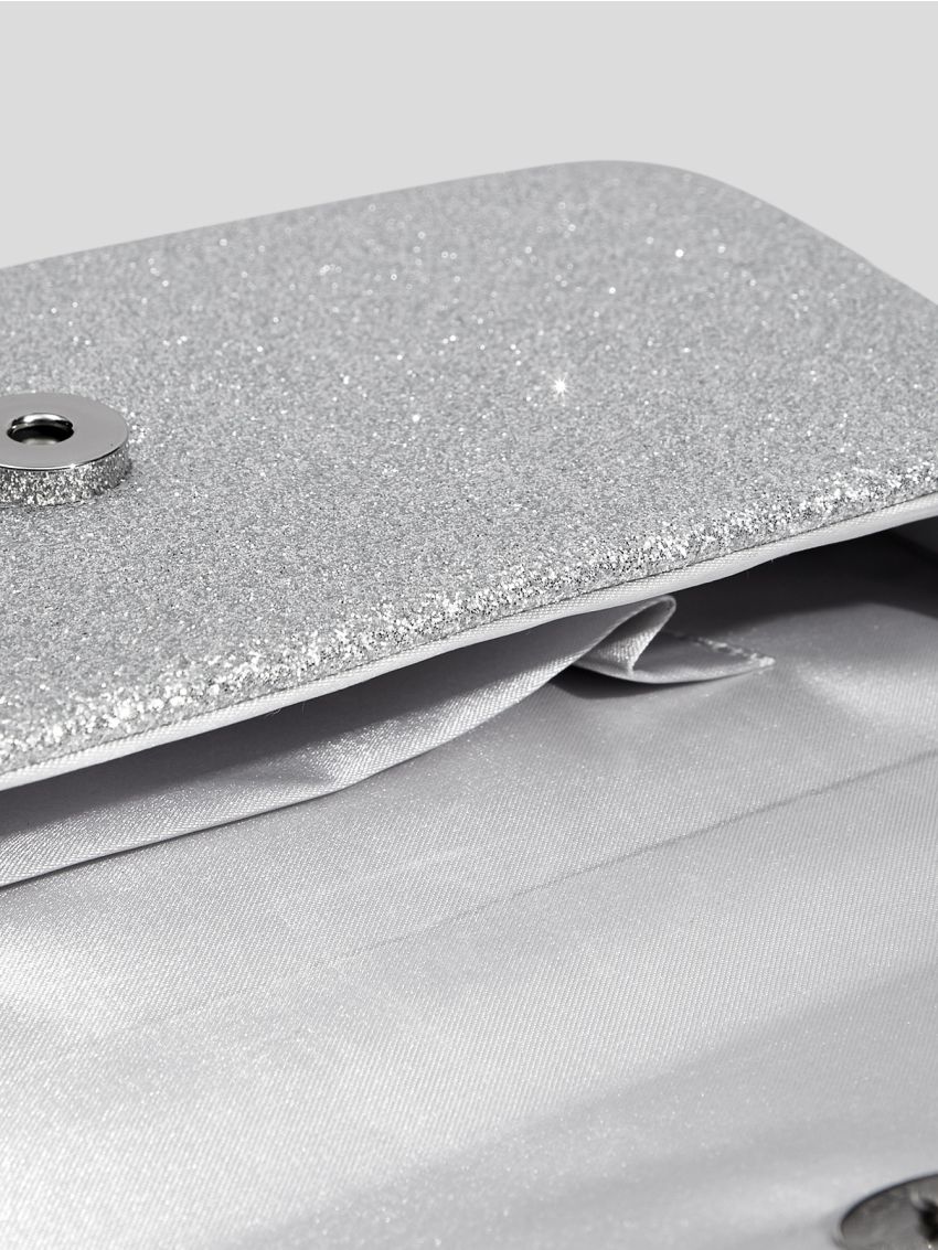 Glitter Bow Decor Flap Square Bag