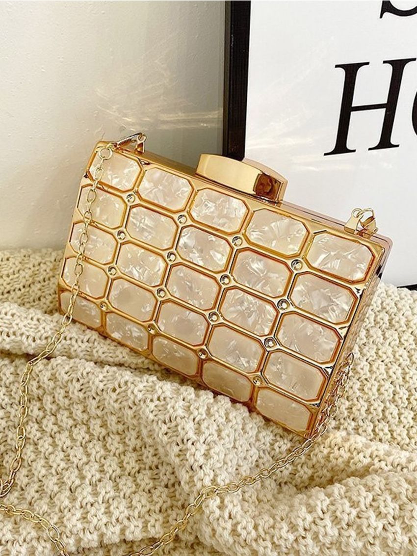 Mini Geometric Pattern Chain Box Bag