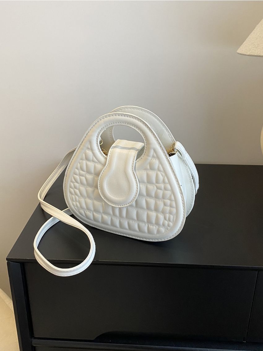 Crocodile Embossed Satchel bag White Novelty Bag