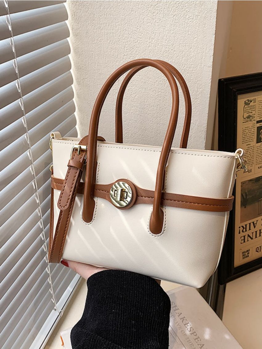 Colorblock Satchel bag Twist Lock Square Bag