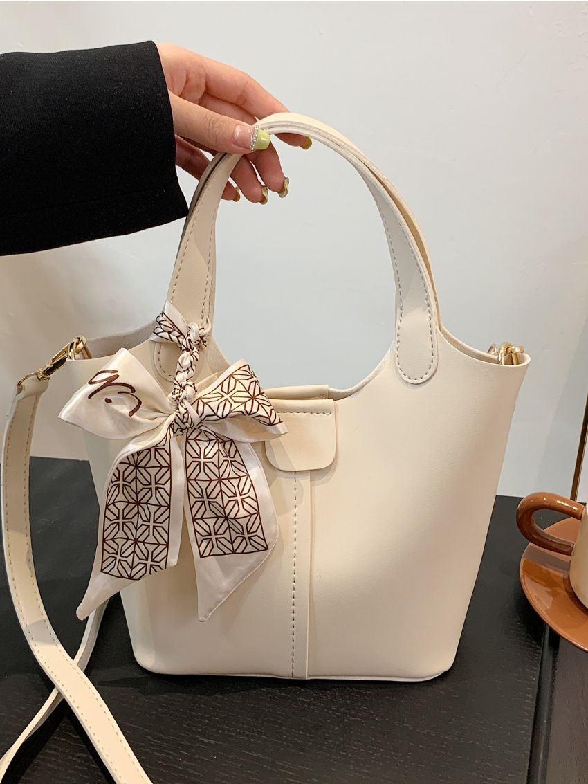 Twilly Scarf Decor Bucket Bag With Inner Pouch