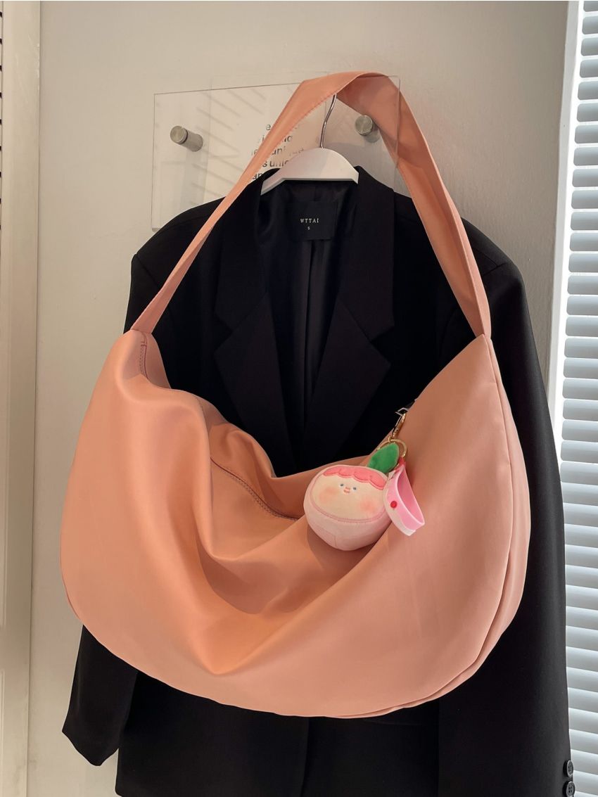 Minimalist Hobo Bag Oversized Shoulder Bag With Bag Charm