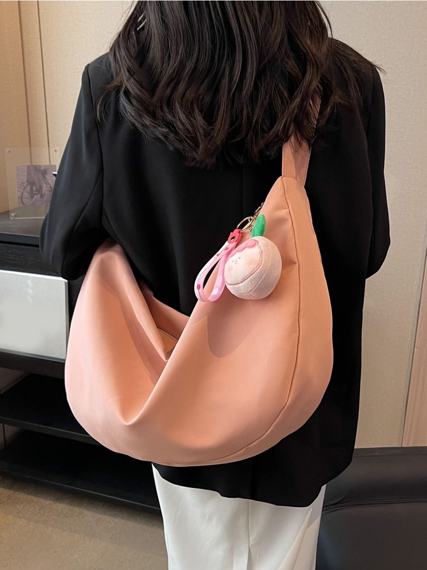Minimalist Hobo Bag Oversized Shoulder Bag With Bag Charm