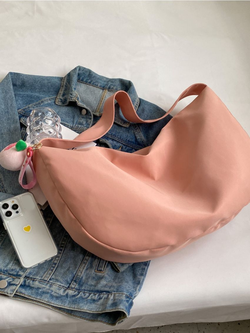Minimalist Hobo Bag Oversized Shoulder Bag With Bag Charm
