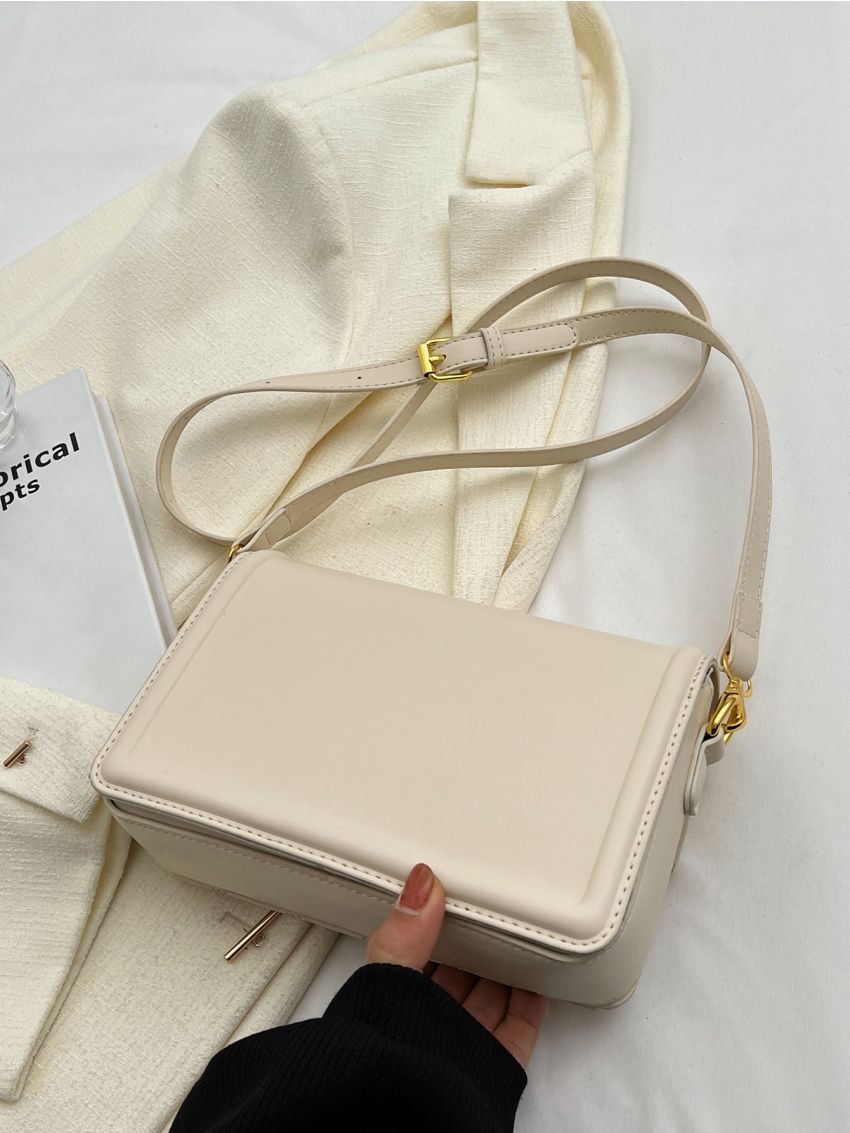 Metal Decor Square Bag Quilted Crossbody Bag