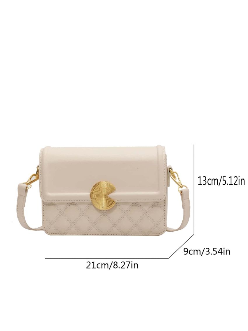 Metal Decor Square Bag Quilted Crossbody Bag