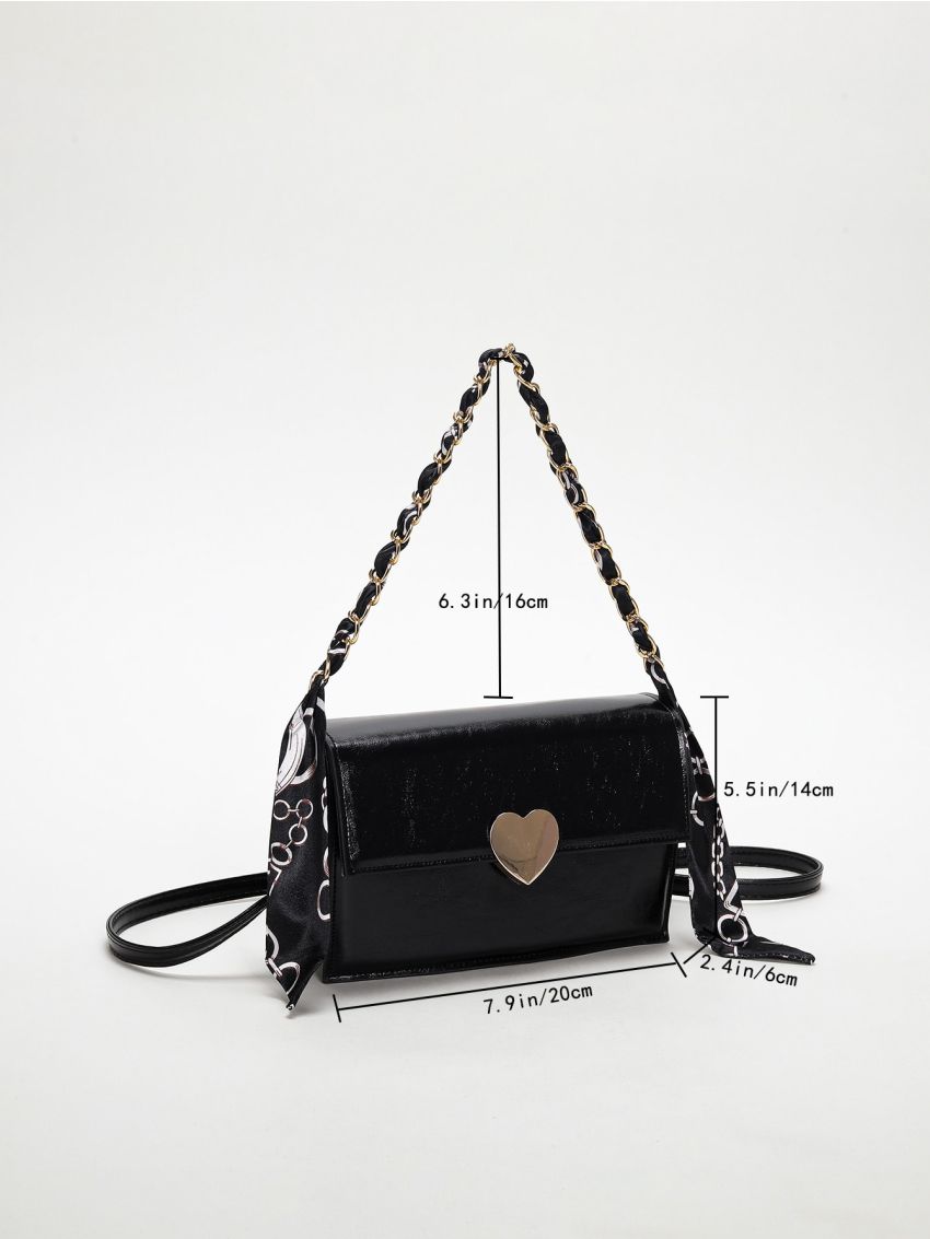 Heart Decor Square Bag Chain Strap Shoulder Bag