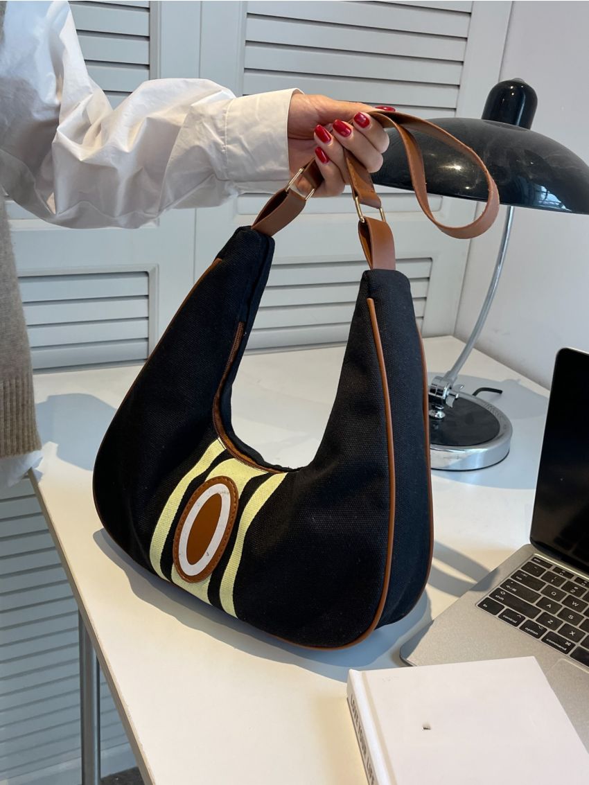 New Contrast Leisure College Cloth Bag Crescent Bag Shoulder Bag