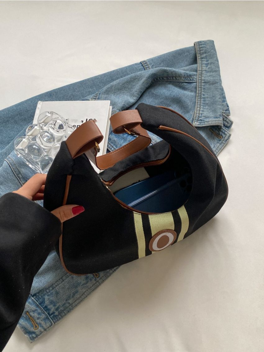 New Contrast Leisure College Cloth Bag Crescent Bag Shoulder Bag