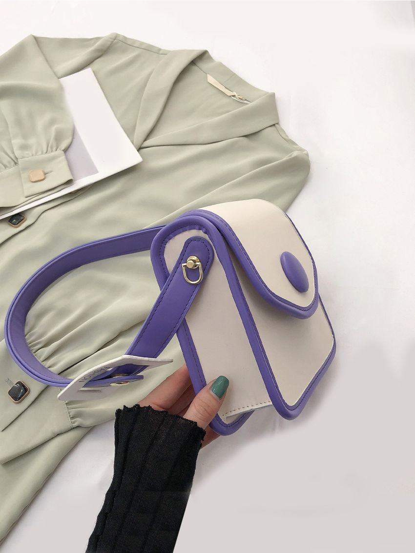 Mini Colorblock Shoulder Bag Flap Square Bag
