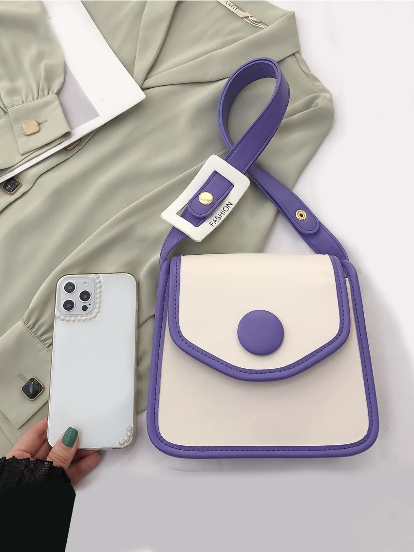 Mini Colorblock Shoulder Bag Flap Square Bag