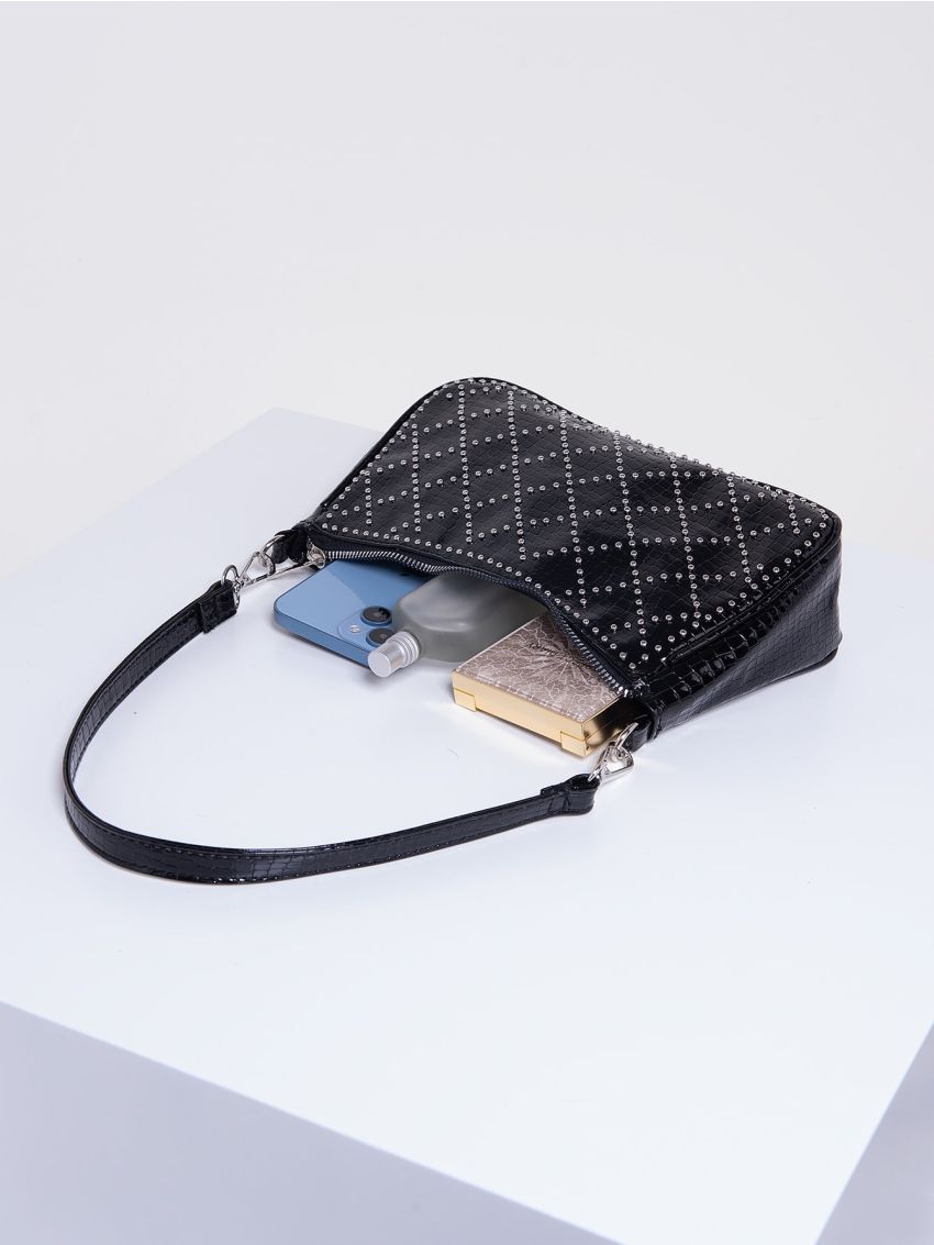 Studded Decor Baguette Bag