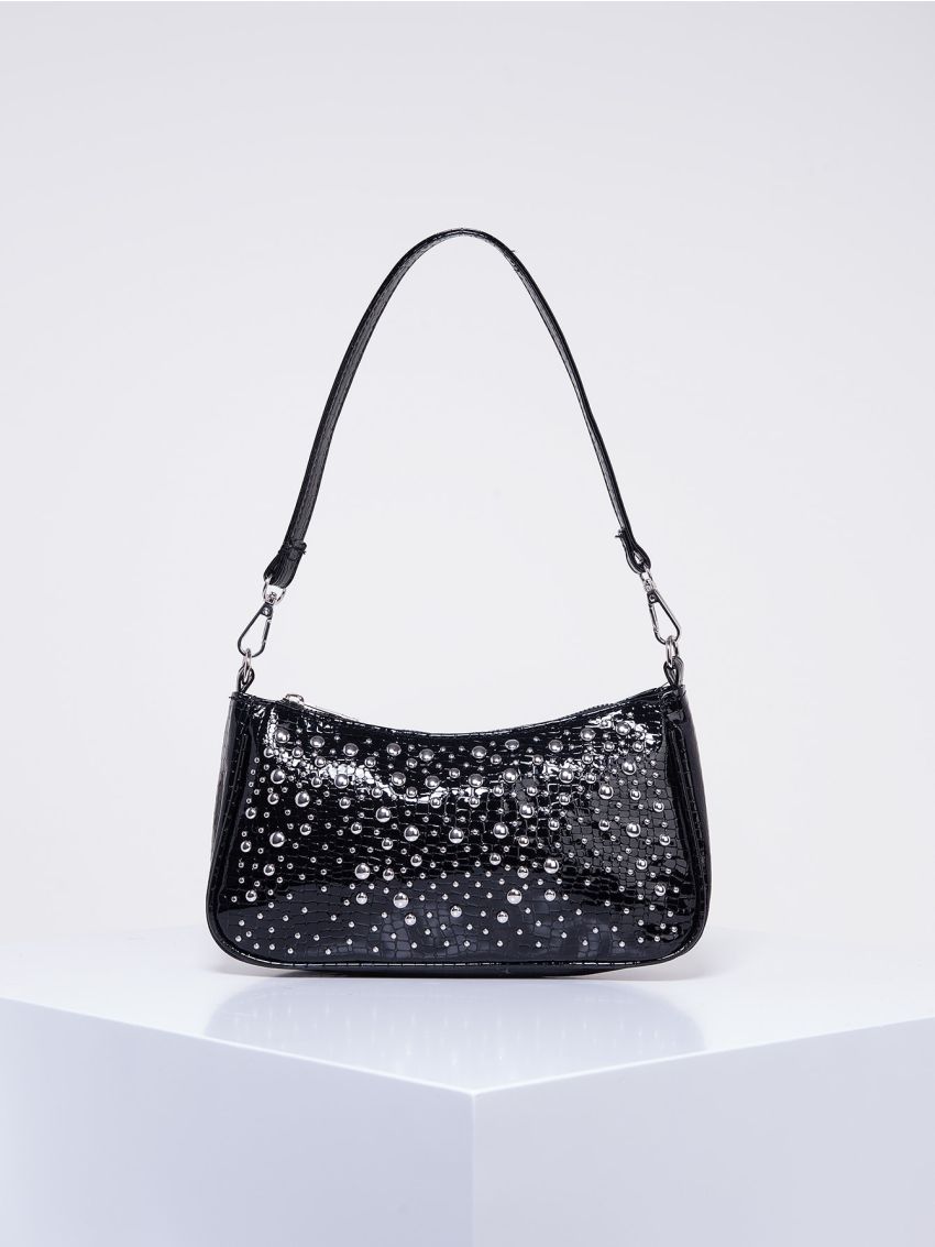 Studded Decor Baguette Bag