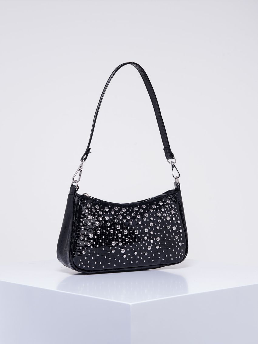 Studded Decor Baguette Bag