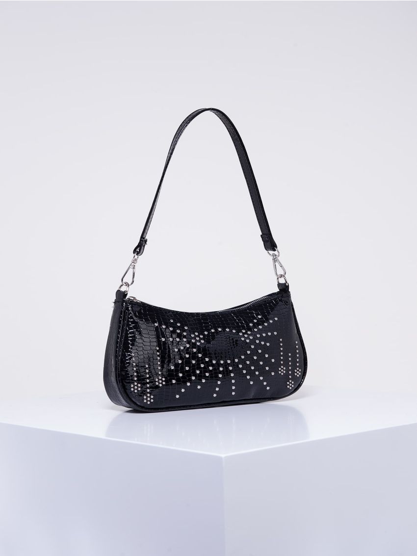 Studded Decor Baguette Bag