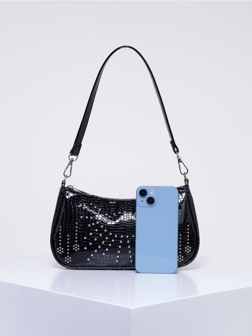 Studded Decor Baguette Bag