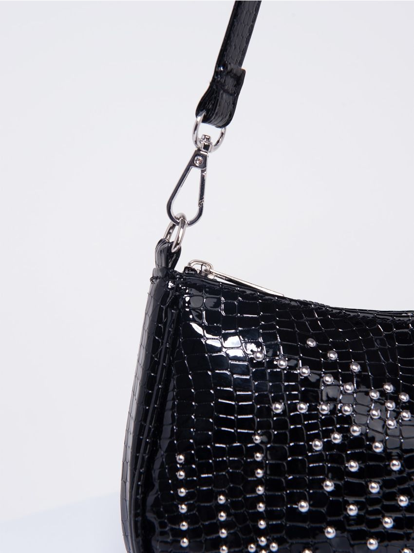 Studded Decor Baguette Bag