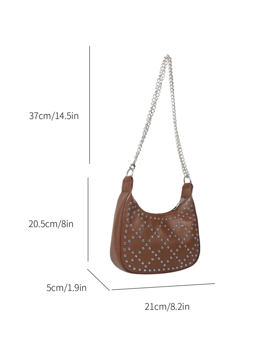 Studded Decor Hobo Bag