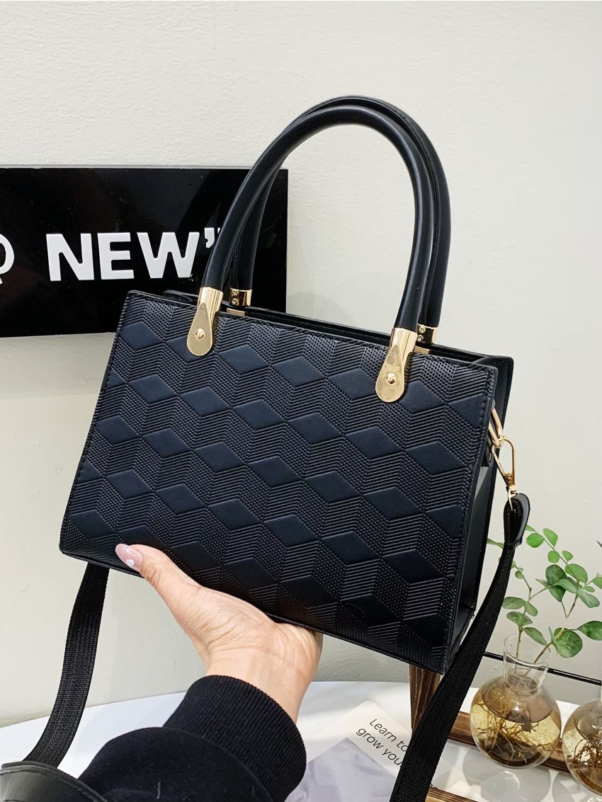 Geometric Embossed Square Bag