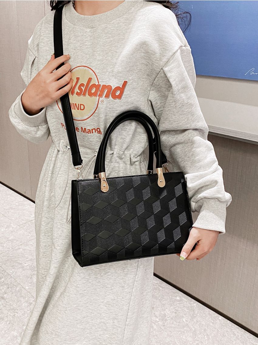 Geometric Embossed Square Bag