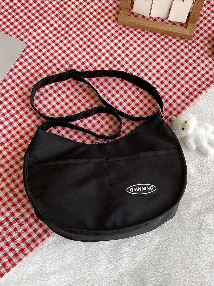 Letter Patch Decor Hobo Bag