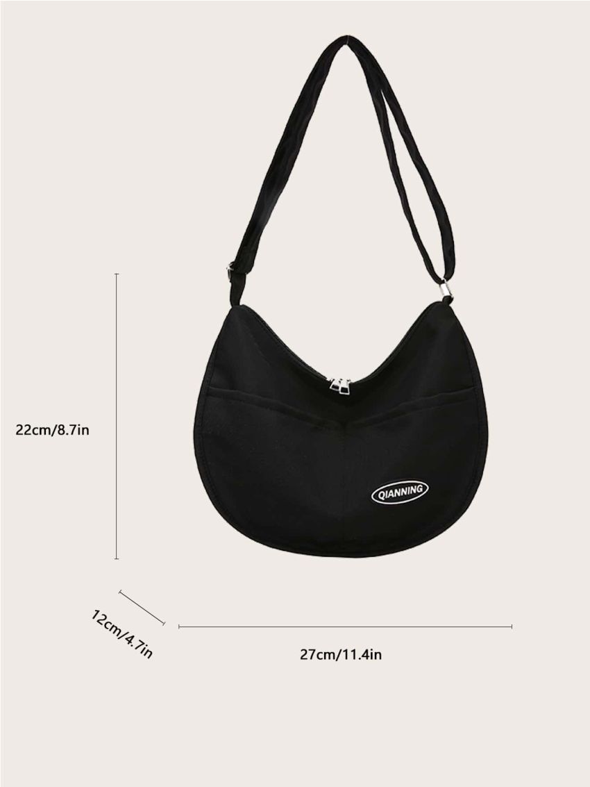 Letter Patch Decor Hobo Bag