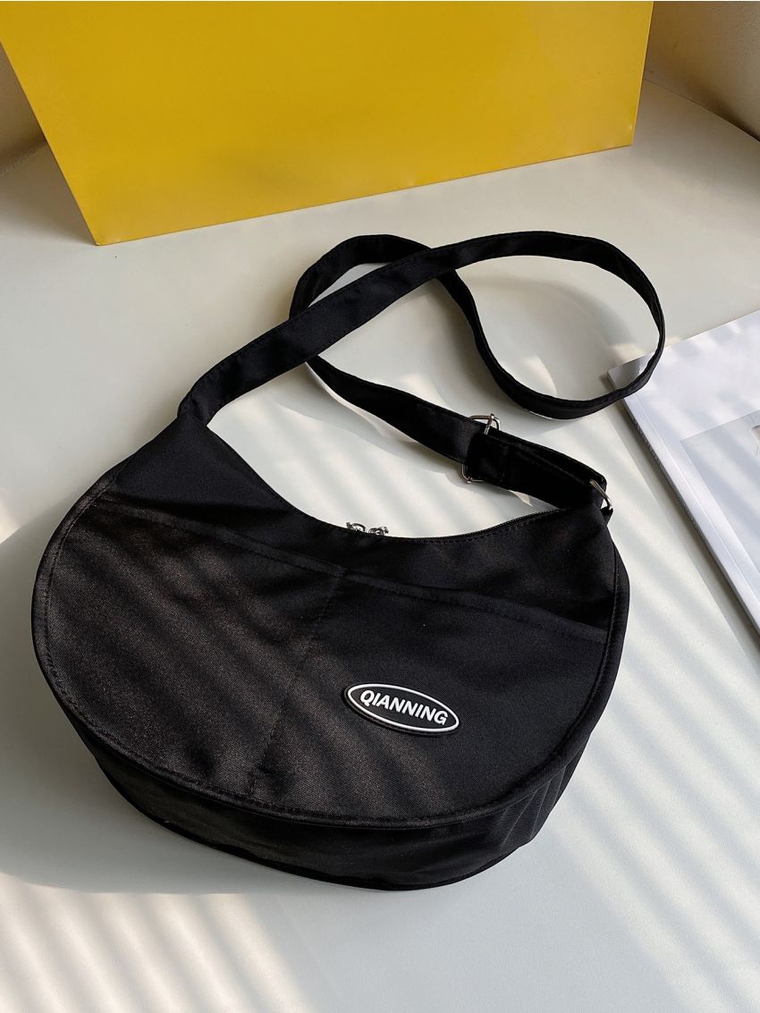 Letter Patch Decor Hobo Bag