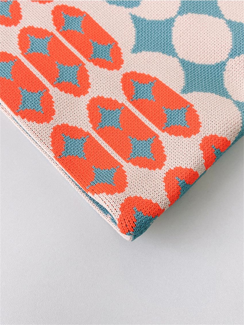 Mini Geometric Satchels Bag Colorblock Crochet Bag For Women