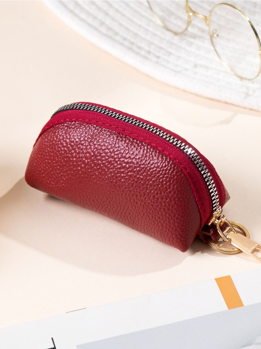 Neon Orange Litchi Embossed Coin Purse