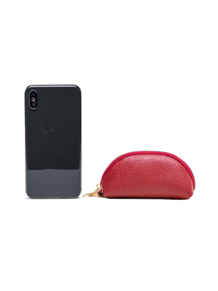 Neon Orange Litchi Embossed Coin Purse