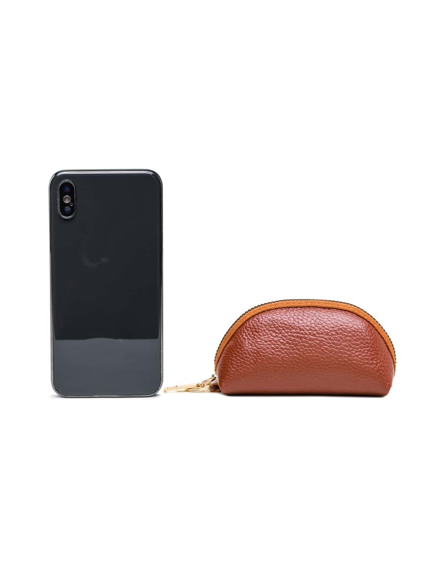 Neon Orange Litchi Embossed Coin Purse