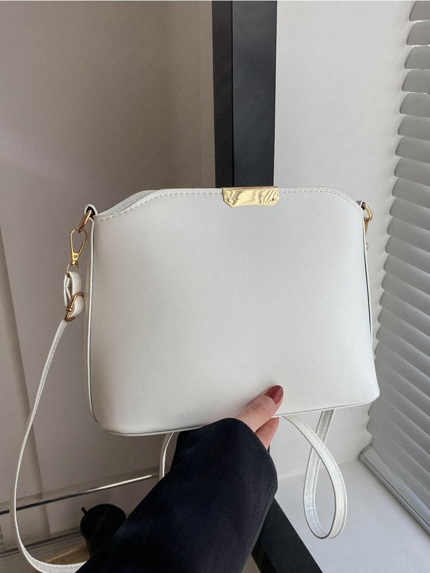 Minimalist Crossbody Bag White Square Bag for Work & Office