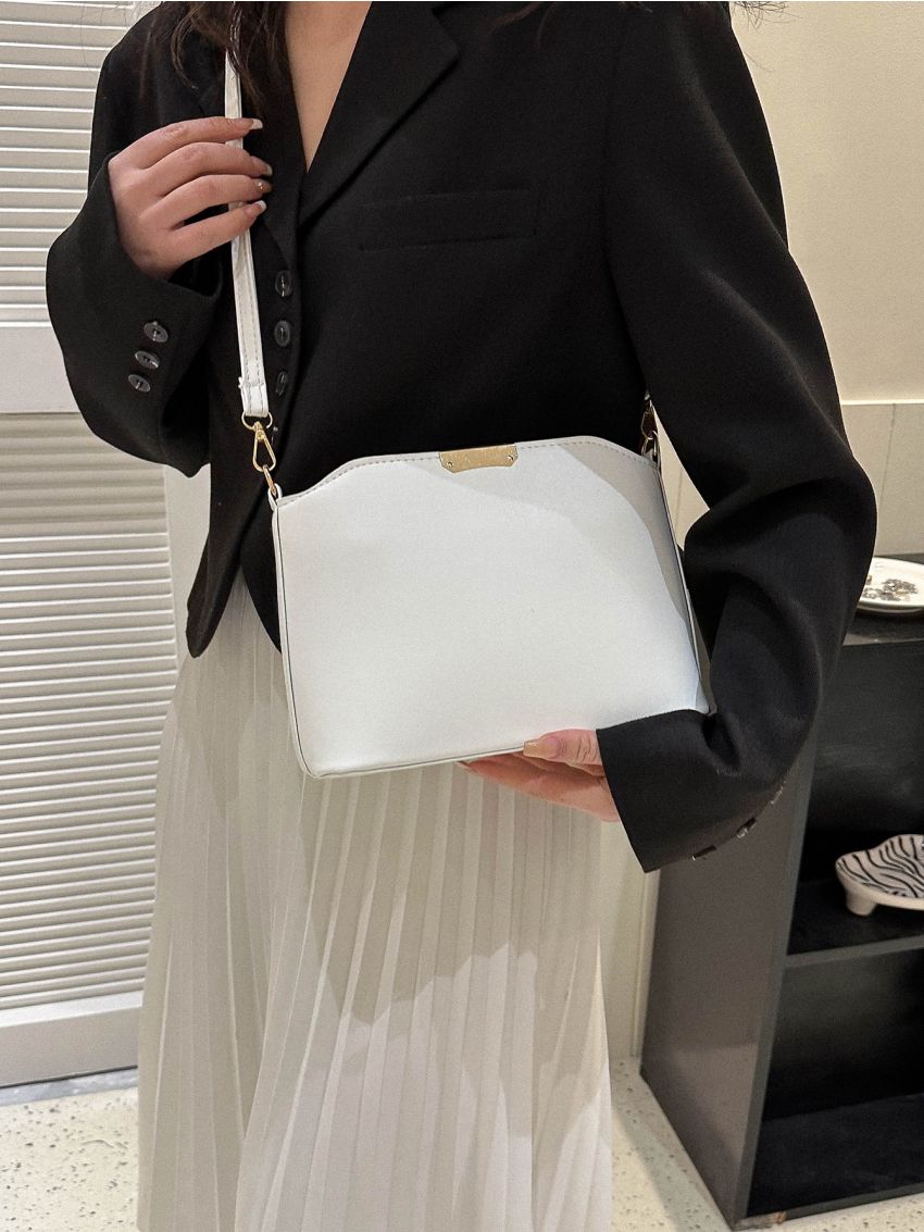 Minimalist Crossbody Bag White Square Bag for Work & Office