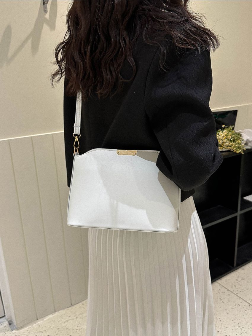 Minimalist Crossbody Bag White Square Bag for Work & Office