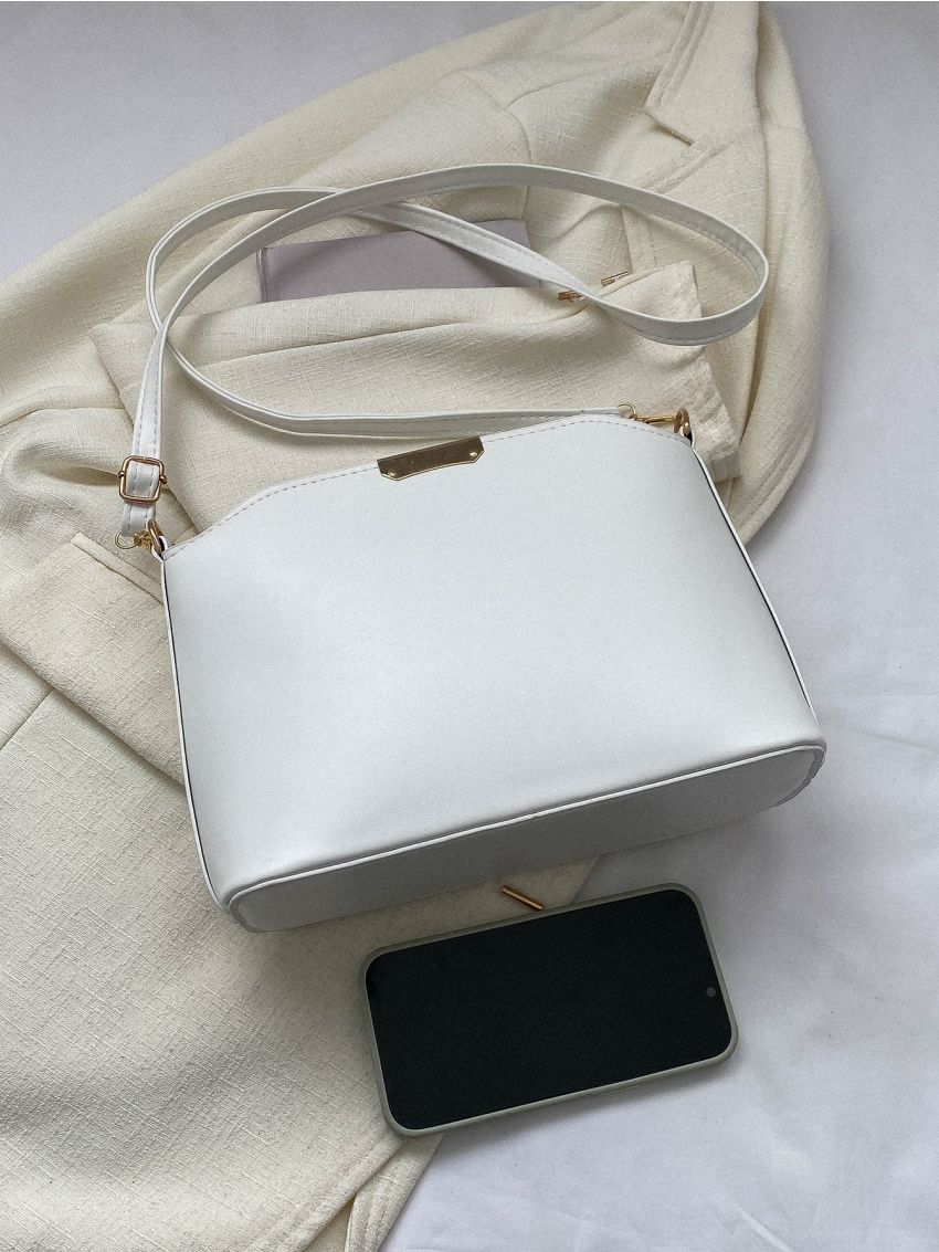 Minimalist Crossbody Bag White Square Bag for Work & Office