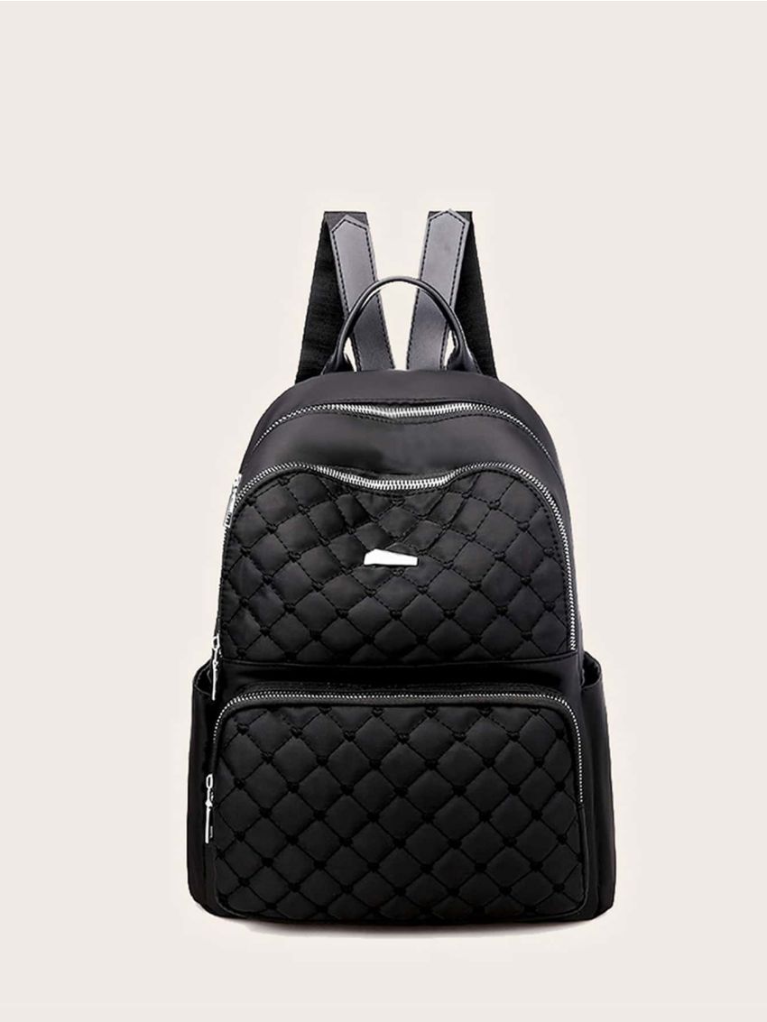 Quilted Pattern Pocket Front Backpack