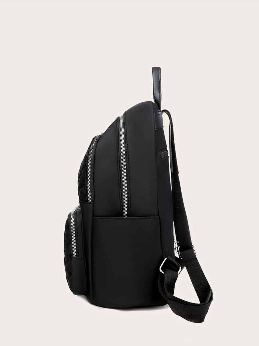 Quilted Pattern Pocket Front Backpack