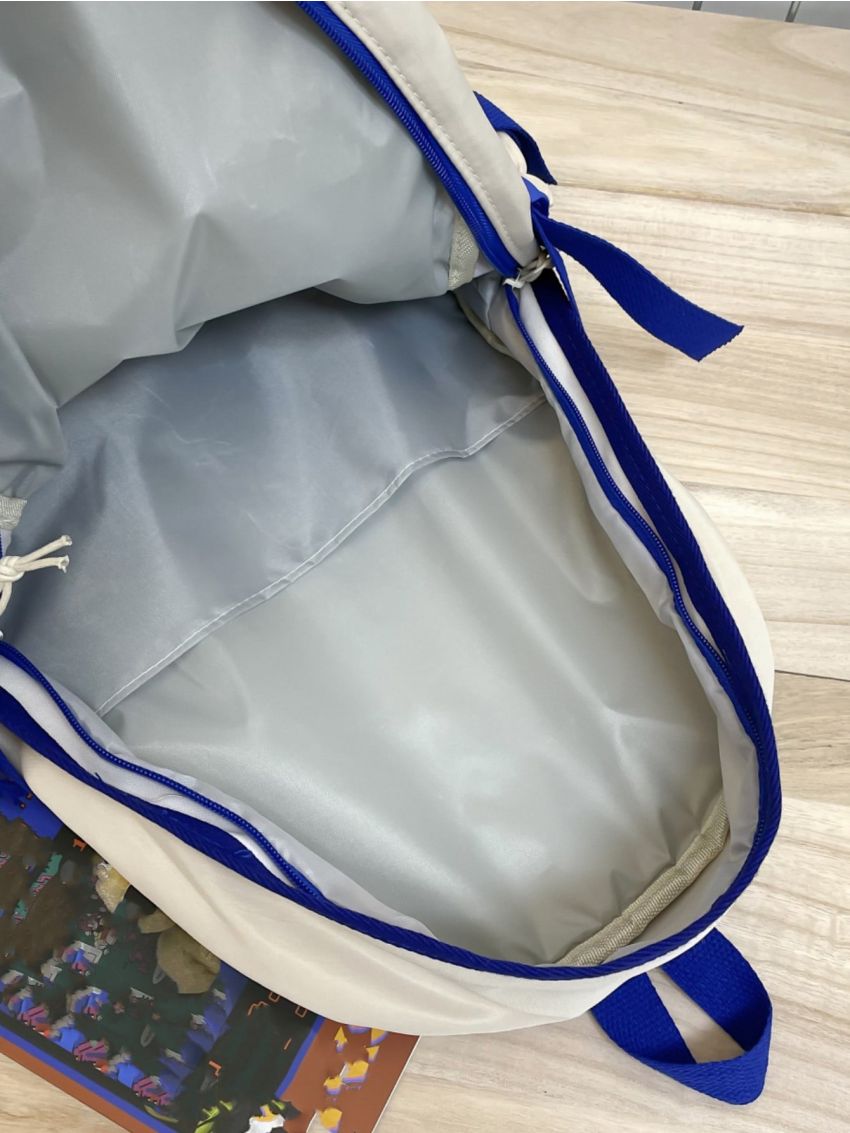 Colorblock Functional Backpack Letter Patch Decor Classic Backpack