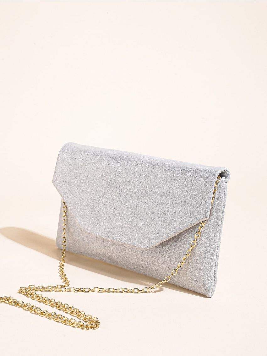 Silver Envelope Bag Chain Strap Evening Bag For Party