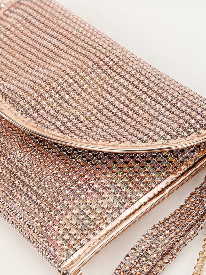 Small Flap Envelope Bag Rhinestone Decor Evening Bag For Party