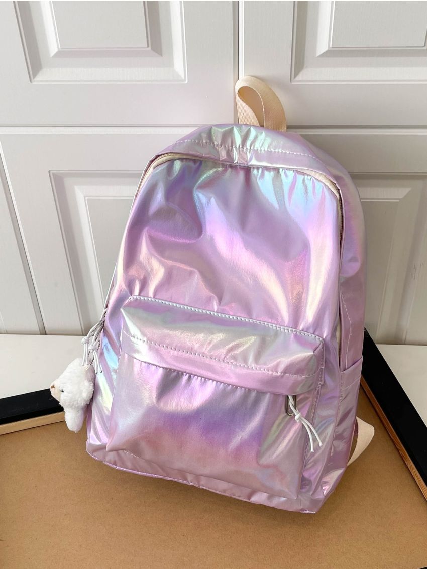 Large Classic Backpack Holographic With Cartoon Bag Charm