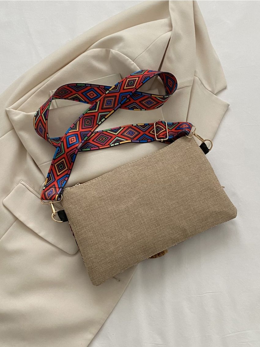 Geometric Pattern Envelope Bag Tassel Decor For Vacation