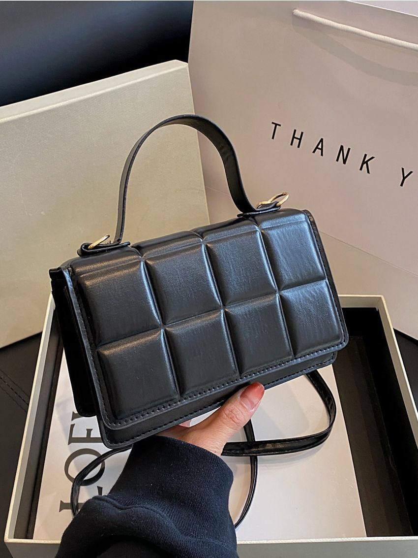 Geometric Pattern Square Bag Top Handle For Daily Working