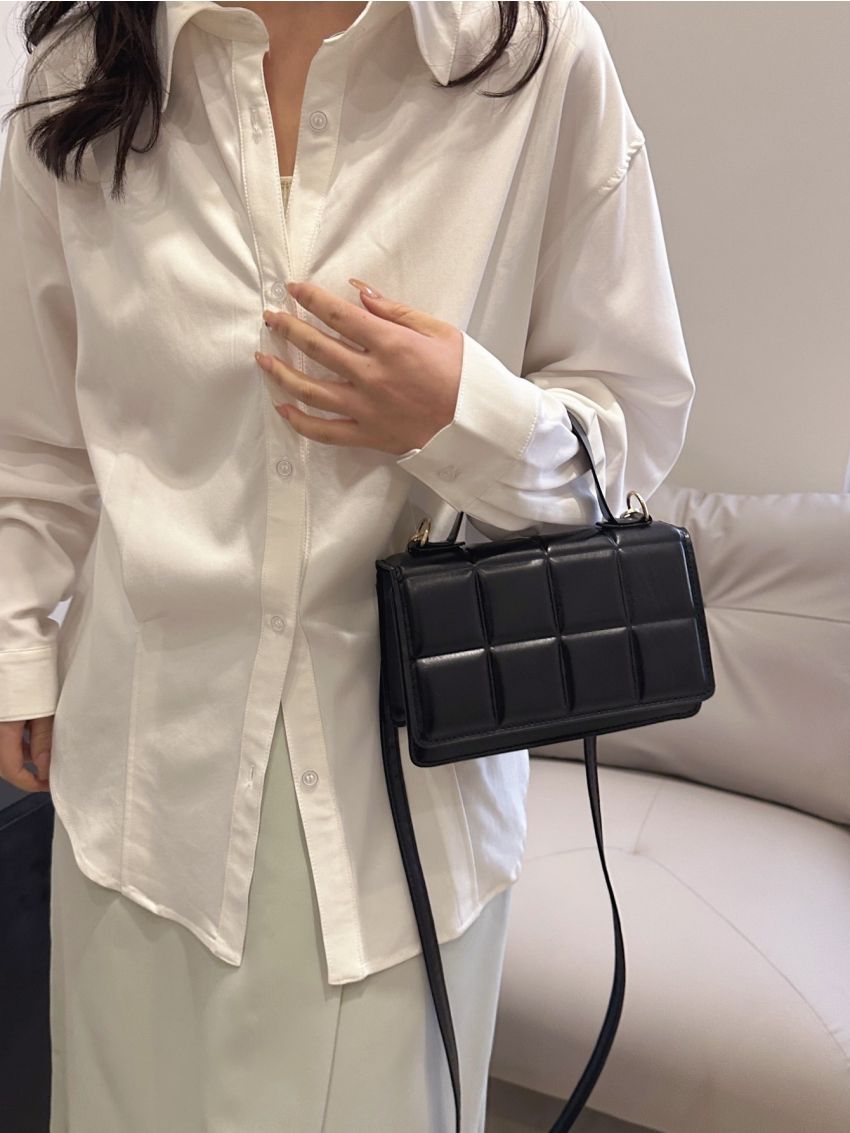 Geometric Pattern Square Bag Top Handle For Daily Working