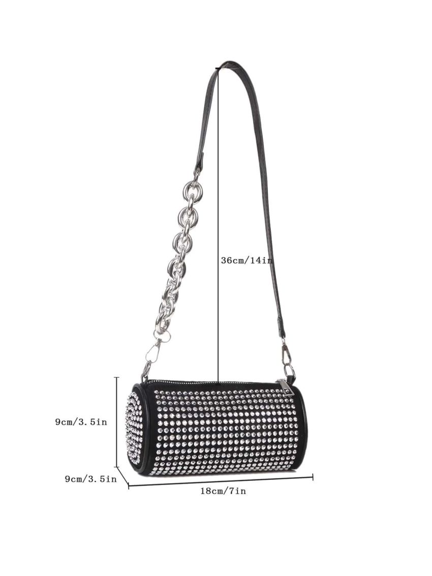 Mini Studded Decor Bucket Bag Chain Strap