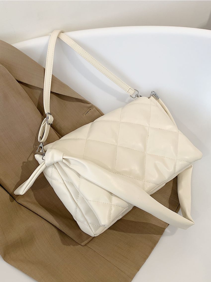 Quilted Square Bag Flap Minimalist For Daily