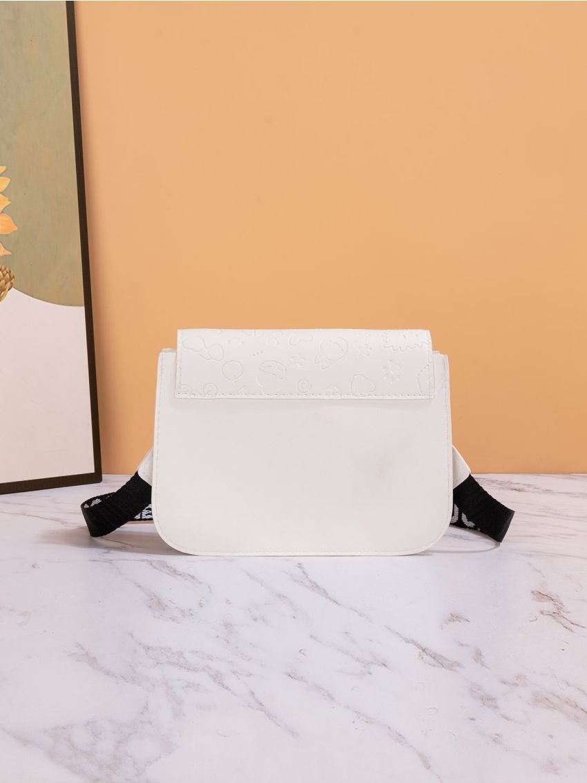 Glasses & Crown Embossed Square Bag Star Decor PU Flap For Daily Life