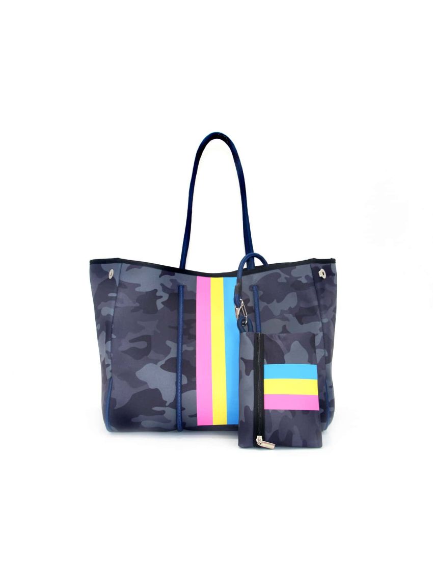 Camo Pattern Tote Bag Colorblock Striped Graphic Shopper Bag